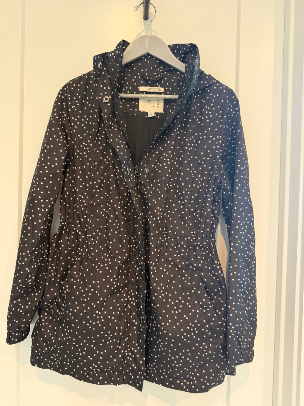 A New Day Water Resistant Rain Jacket Coat with Hood Medium Black and White